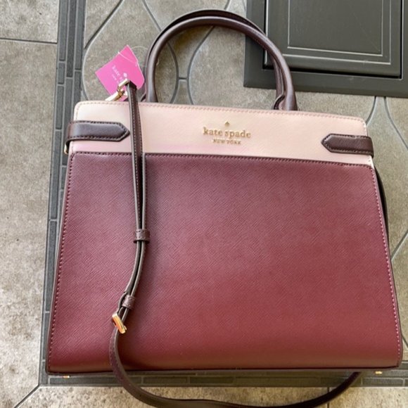 Kate Spade Staci Large Satchel Colorblock Saffiano Leather Rose